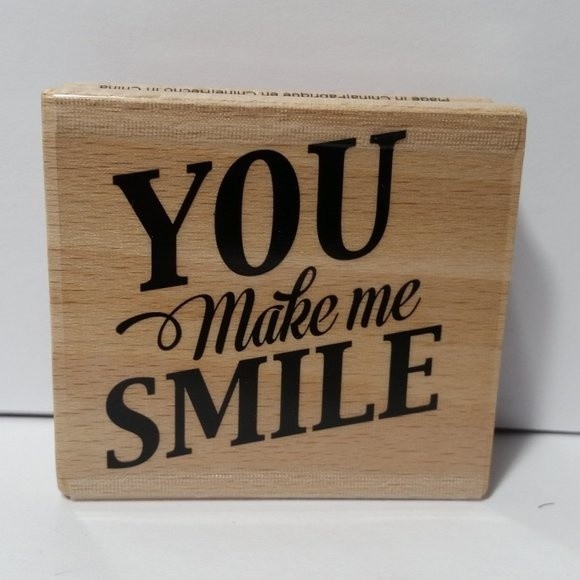 Wood Block Stamp You Make me Smile Scrapbook Paper Crafts Card Making - Picture 1 of 5